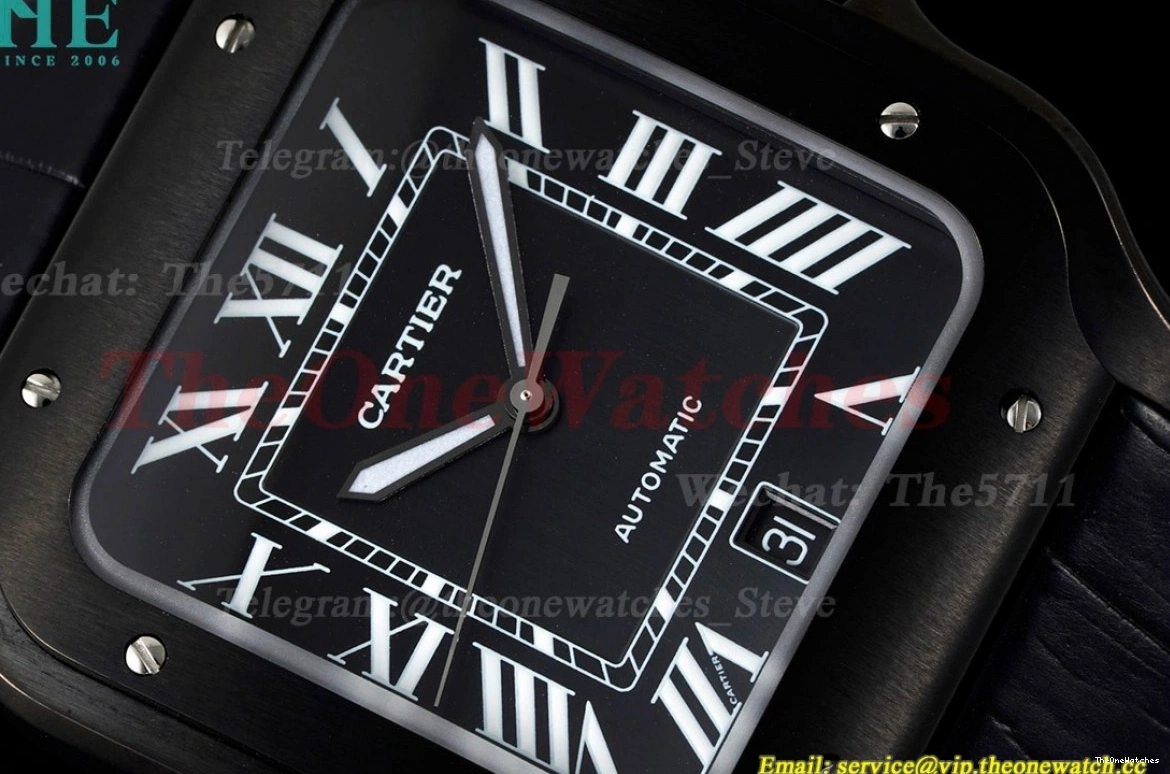 Santos BVF PVD Black Mens 9019 De Cartier XL LE 0418